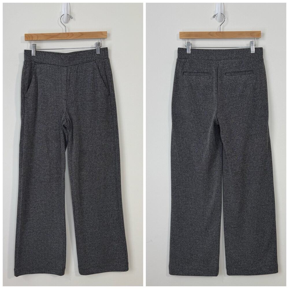 NWT LOFT Twill High Waisted Pull-On Wide Leg Trousers Size S Gray